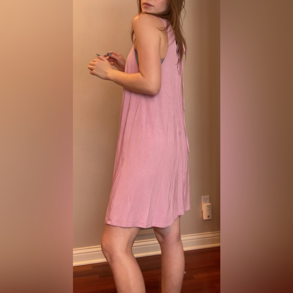 Mauve Sleeveless Dress with Lace-Up Back